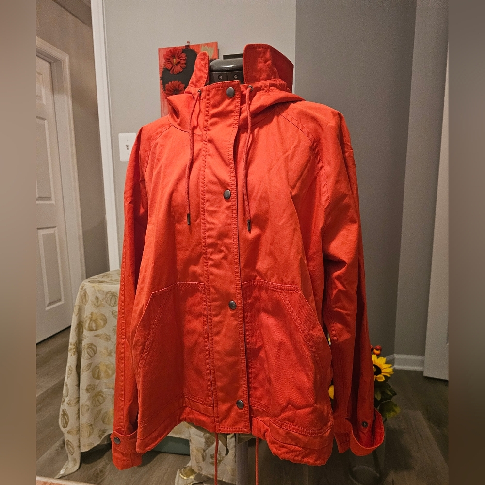 GAP Women's Bright Red Utility Jacket Sz  XL Cropped Anorak - Picture 5 of 15